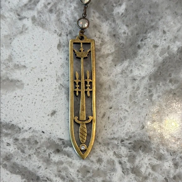 French Kande Beaded Necklace with Gold Pendant - NWT - Picture 3 of 9